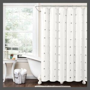 Lush Decor -  Circle Tufted Two-Toned Cotton Shower C Gray